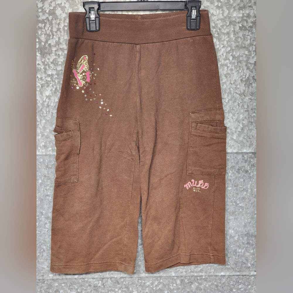 Vintage Mudd Brown Cargo Capri Wide Leg Bottoms Girls 10